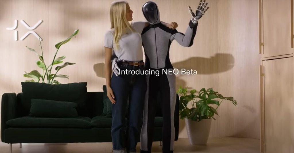 1X Technologies présente Neo, un nouveau robot humanoïde à usage domestique imitant l’anatomie humaine.